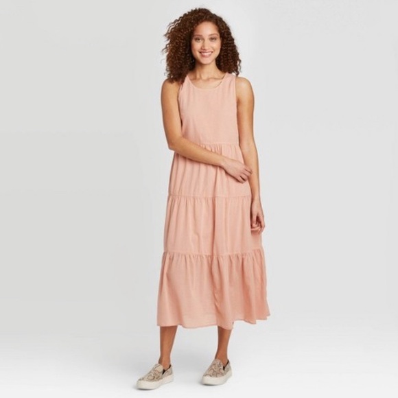 light pink casual maxi dress